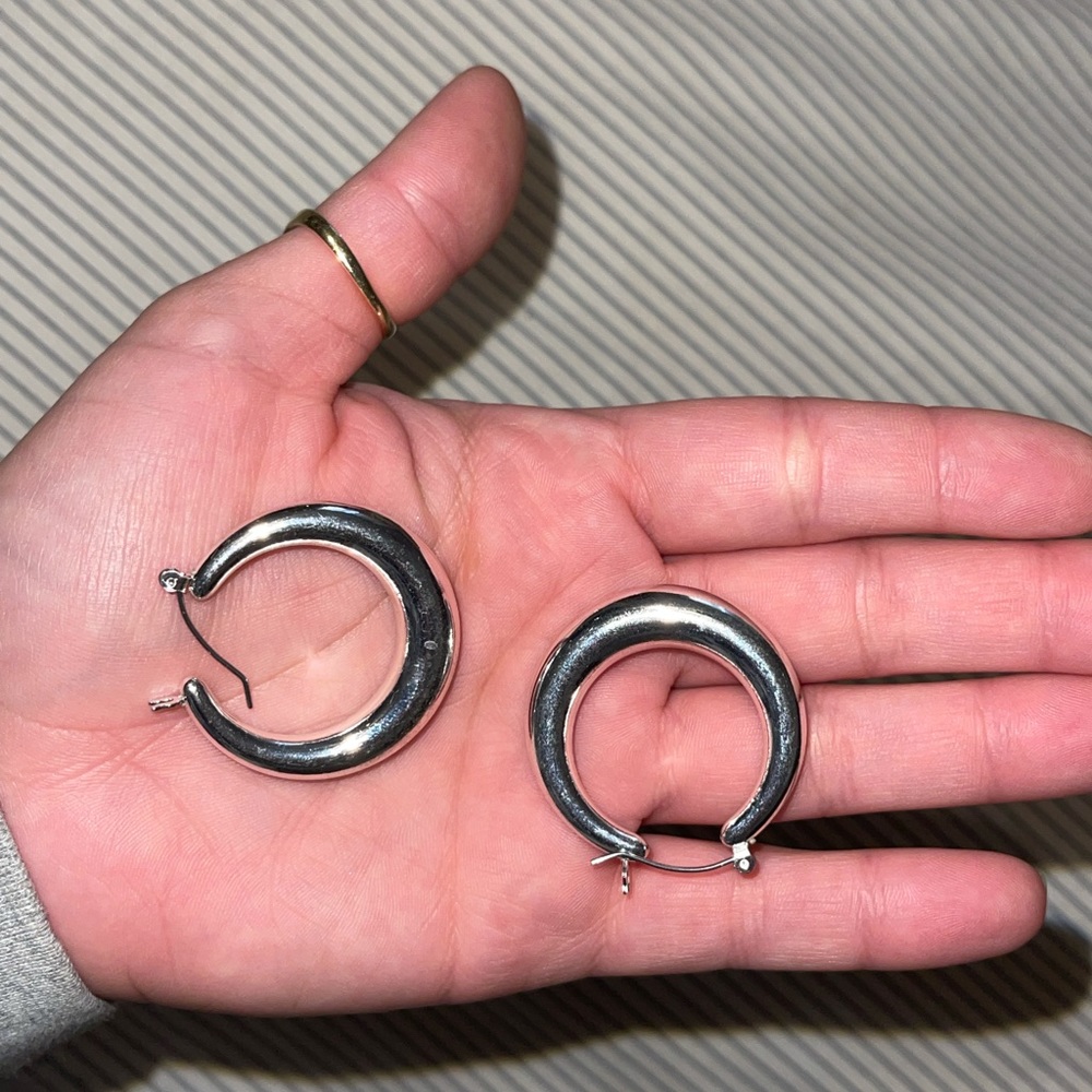 Silver small hoops!